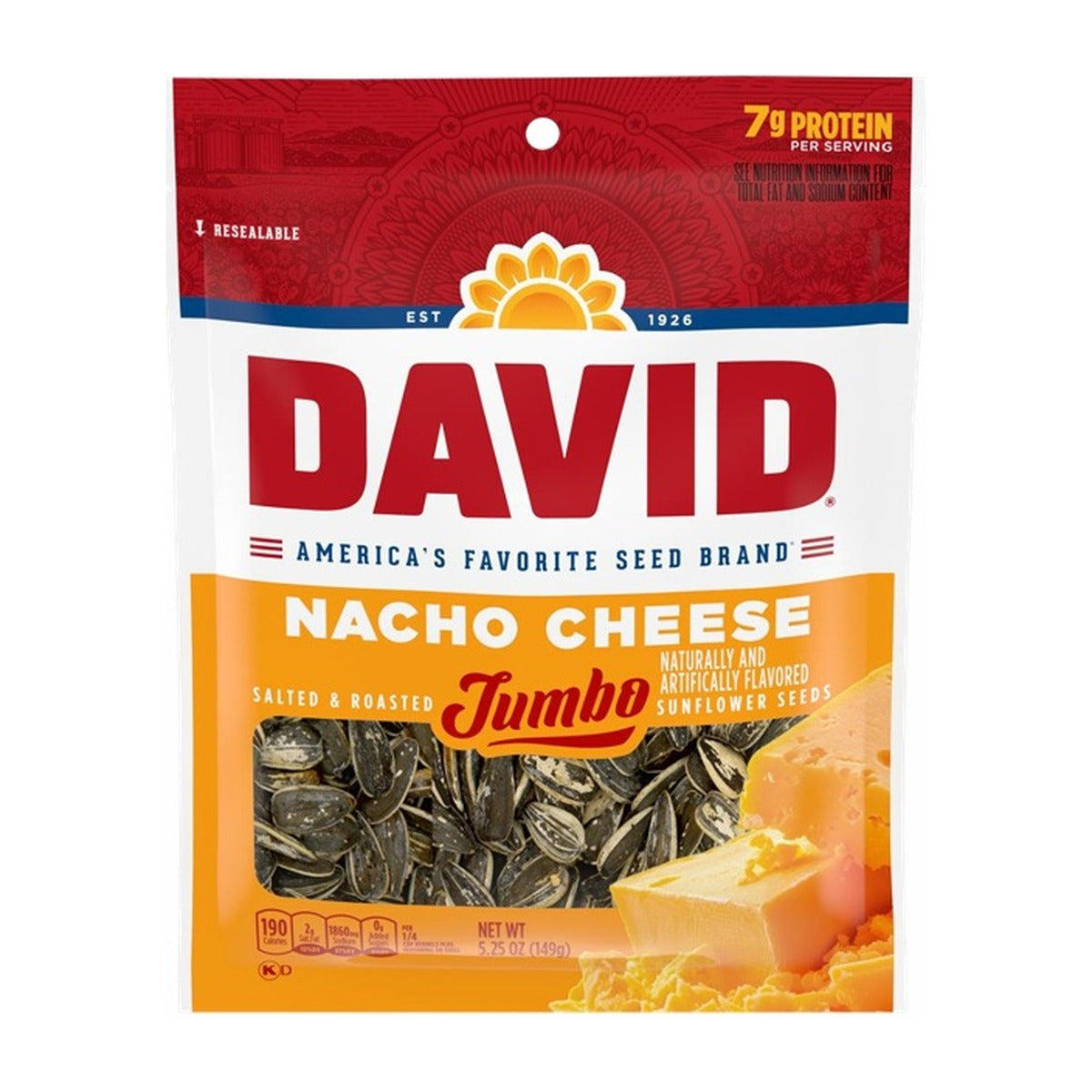 David Jumbo Nacho Cheese Seeds 5.25oz — full package