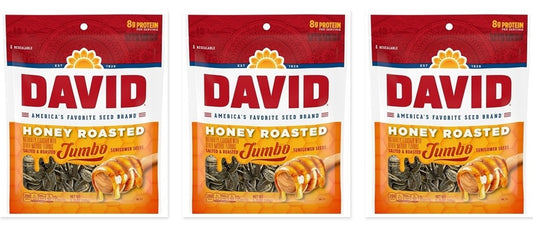 David Jumbo Honey Roasted Seeds 5.25oz 3-Pack — three single bags