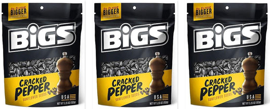 BIGS Sunflower Seeds Cracked Pepper 5.35oz 3-Pack — three single bags
