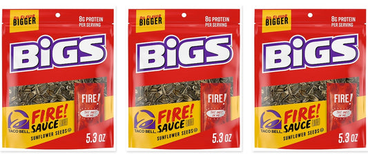 BIGS Sunflower Seeds Taco Bell Fire Sauce 5.35oz 3-Pack — three single bags