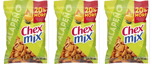 Chex Mix Jalapeno Cheddar Snack Mix 4.5oz 3-Pack — three single packs