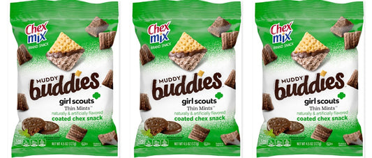 Chex Mix Muddy Buddies Girl Scouts Thin Mint 4.5oz 3-Pack — three single packs