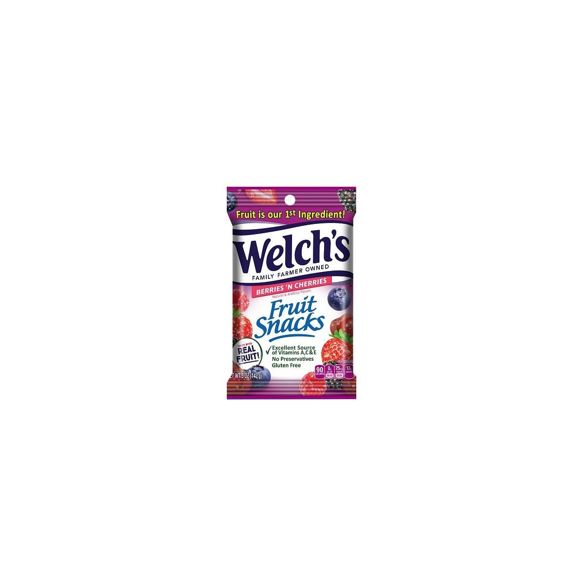 Welch's Fruit Snacks Berries 'n Cherries 5oz pack — full package