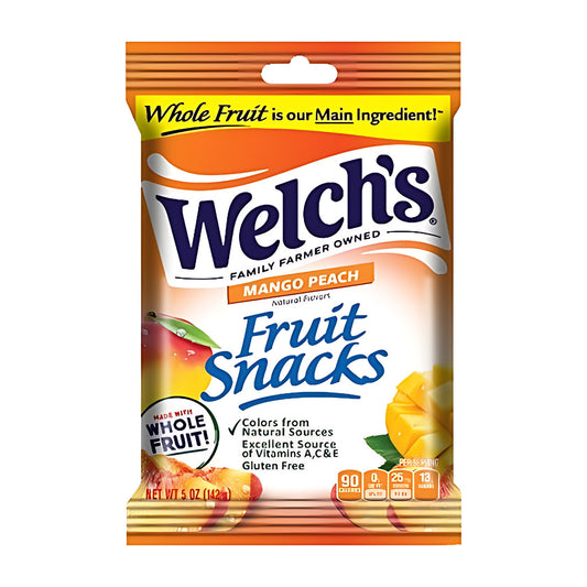 Welch's Fruit Snacks Mango Peach 5oz pack — full package
