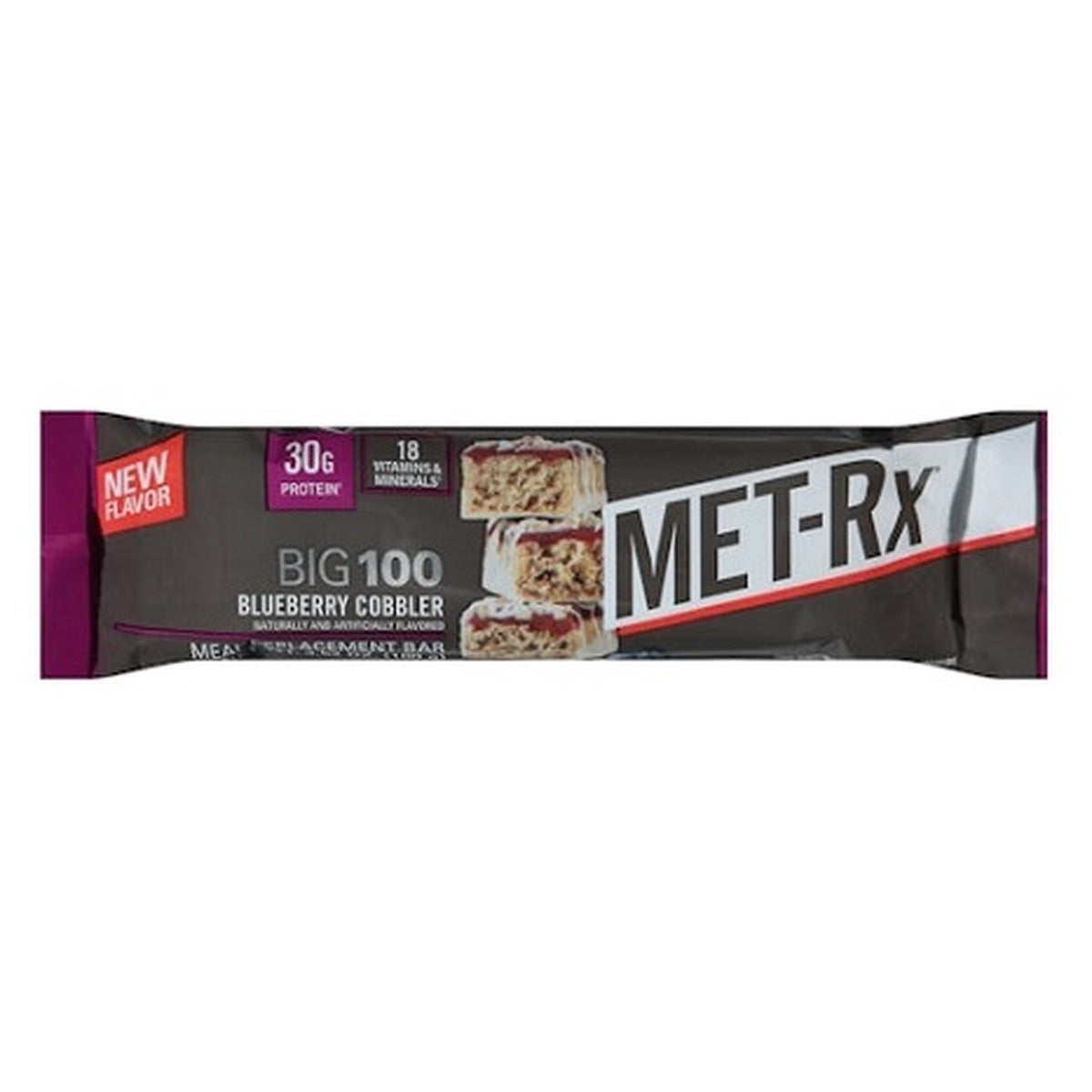 Met-Rx Big 100 Blueberry Cobbler 3.52oz 9ct pack — full package