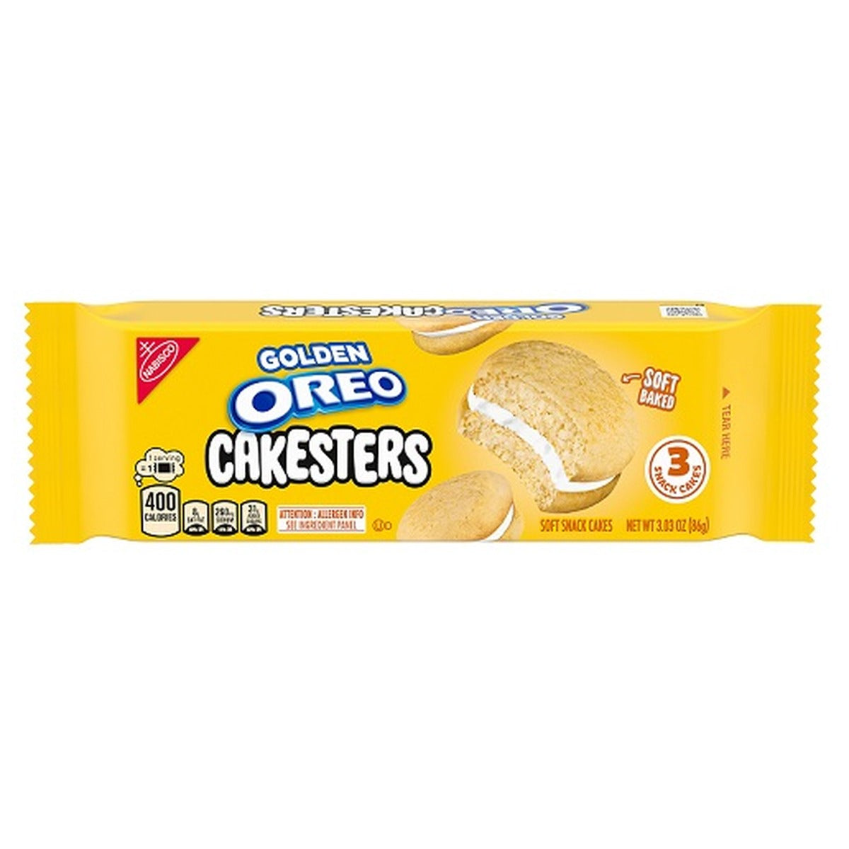 Oreo Golden Cakesters King Size Soft Snack Cakes 3.03oz 8ct pack — full package