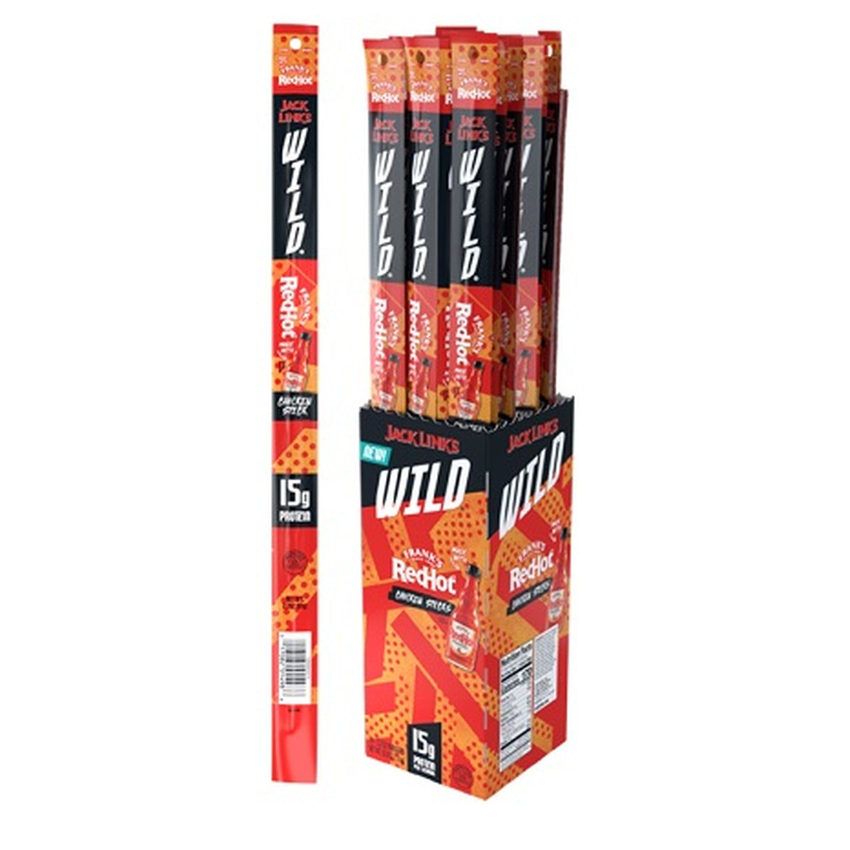 Jack Link's Wild XXL Stick Frank's RedHot Chicken 2.2oz pack — full package