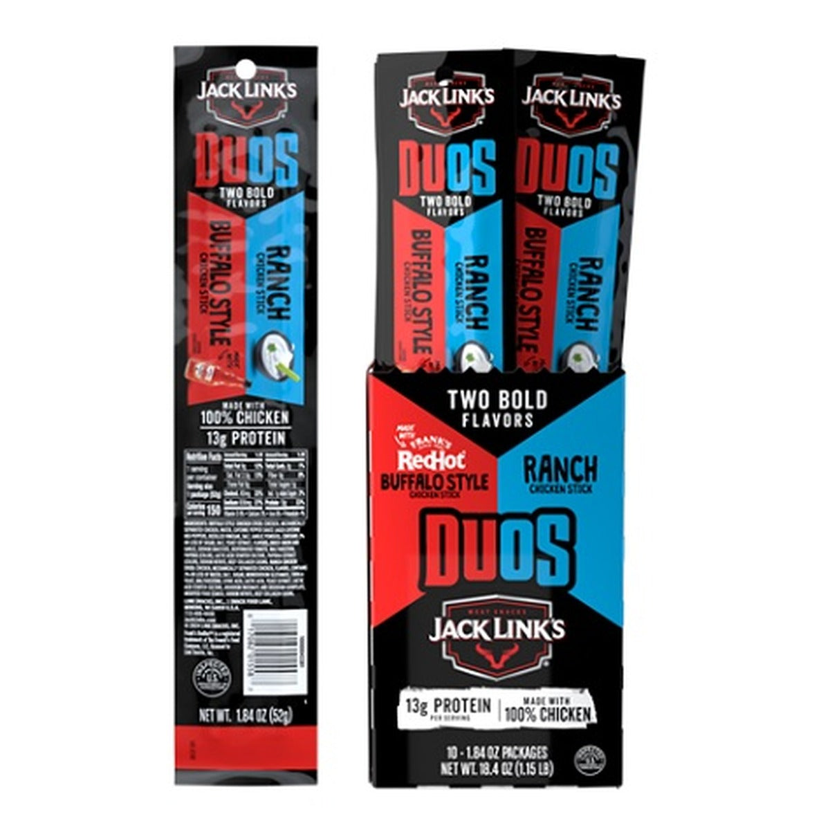 Jack Link's Duos Stick Buffalo Ranch 1.84oz pack — full package