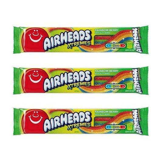 Airheads Extremes Sour Belts Rainbow Berry 2oz — 3-Pack
