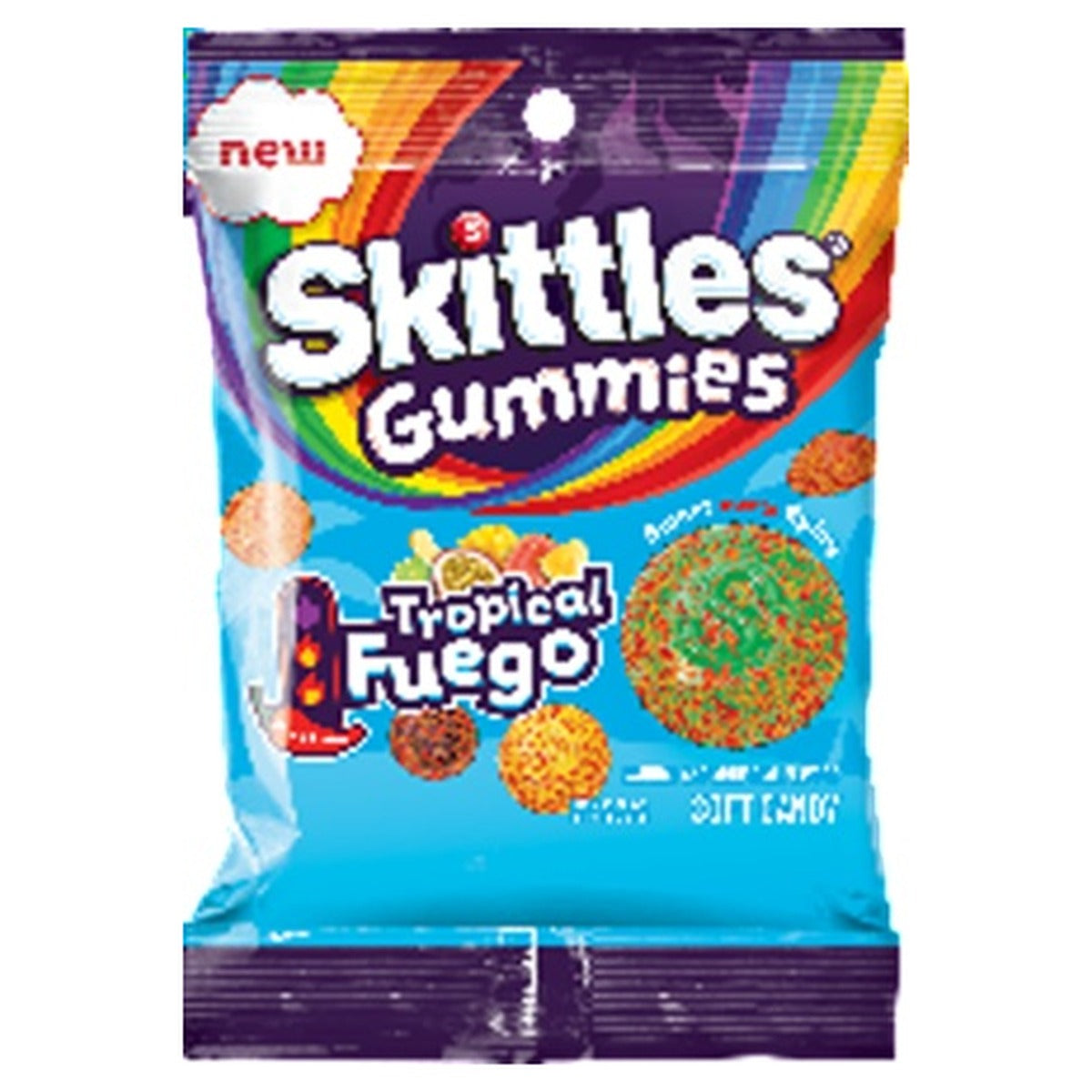 Skittles Gummies Tropical Fuego 5.8oz Peg Bag pack — full package