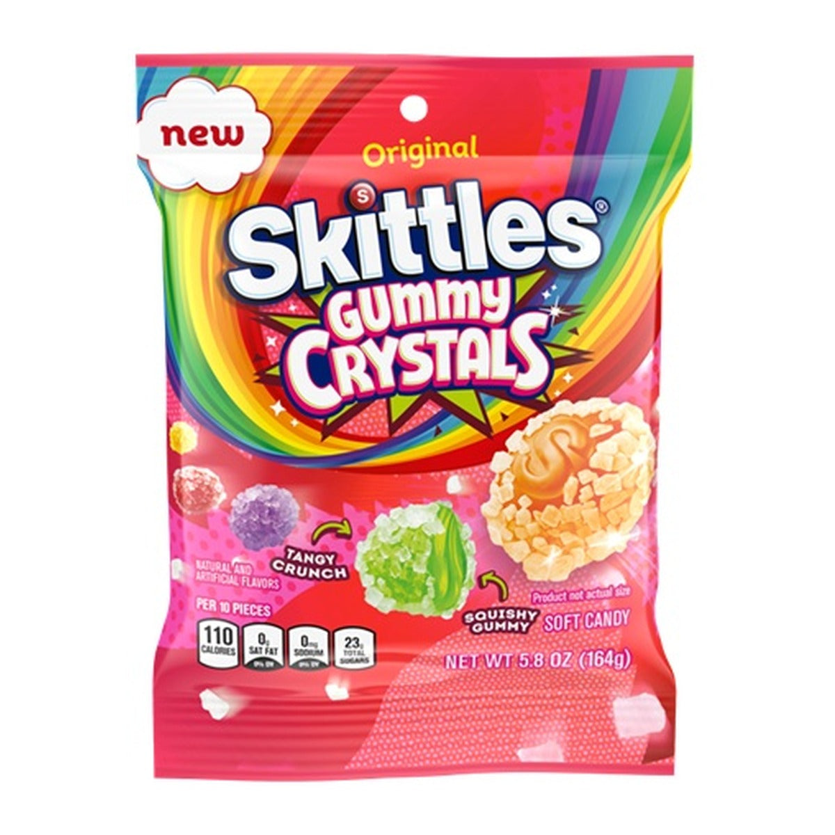 Skittles Gummies Crystals Original Peg Bag 5.8oz — Case of 12