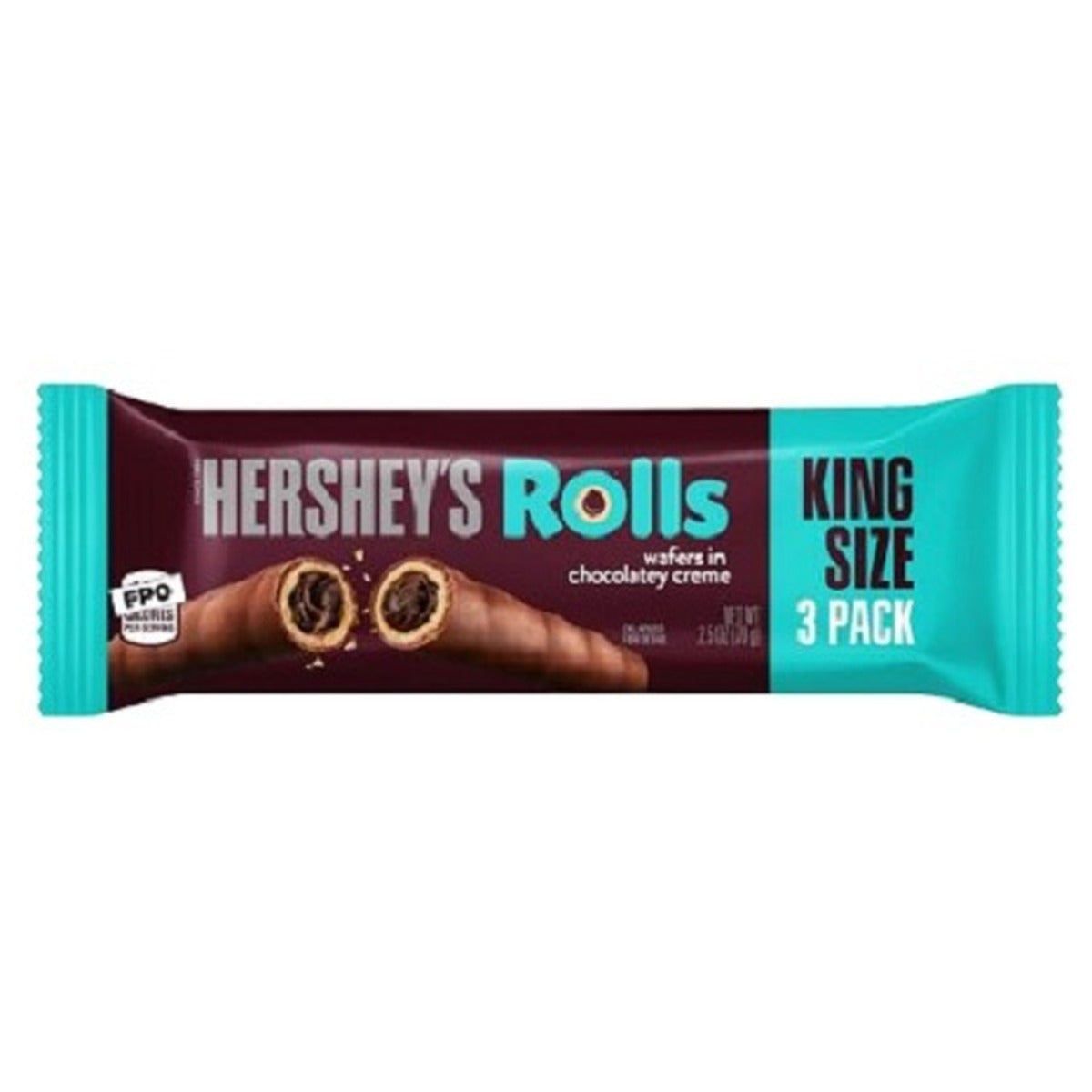 Hershey's Wafer Rolls Chocolatey Creme King Size 2.5oz — Box of 16