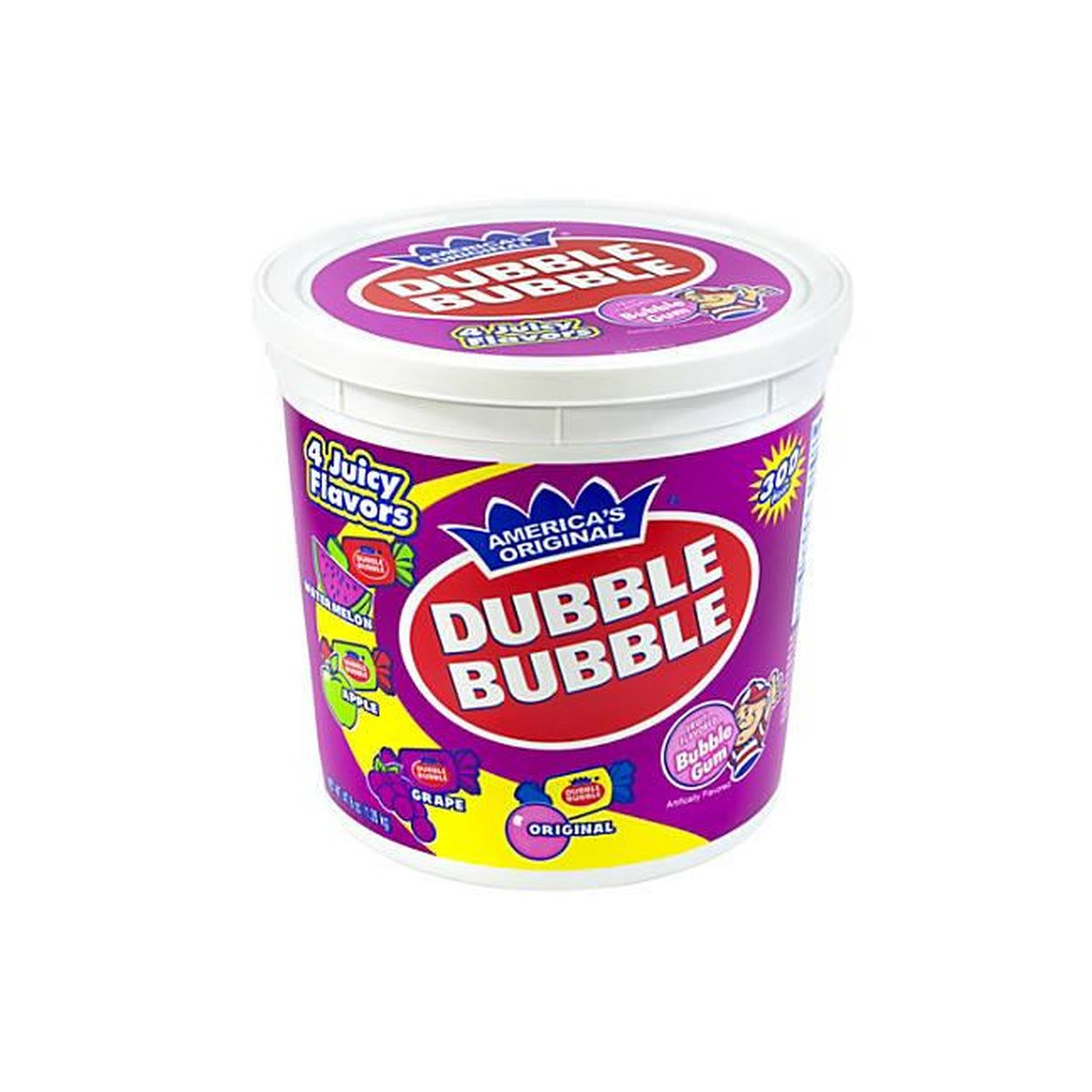 Dubble Bubble Assorted Gum Tub 300ct (0.16oz) — full package