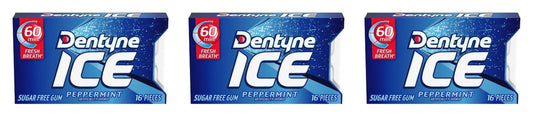 Dentyne Ice Peppermint Sugar-Free Gum 16-Piece Packs — 3-Pack