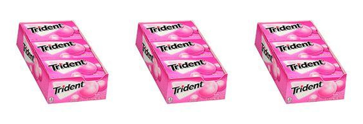 Trident Bubblegum Sugar-Free Gum 14pc Packs — 3-Pack
