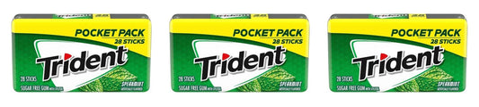 Trident Spearmint Sugar-Free Gum 28-Stick Packs — 3-Pack
