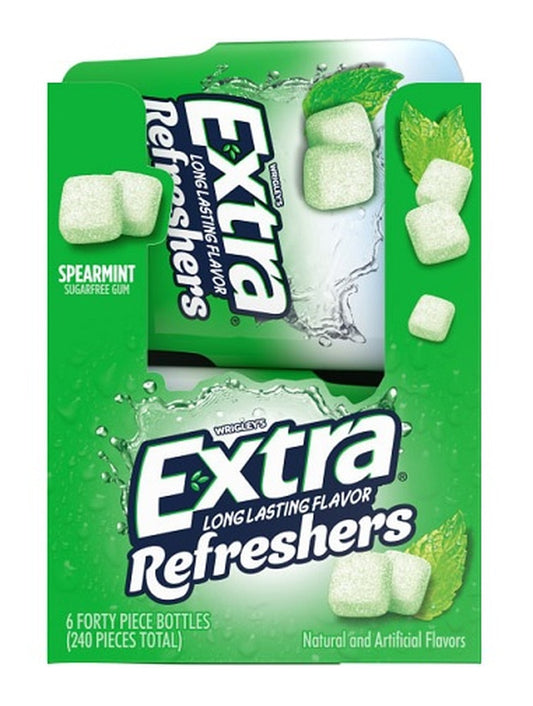 Extra Refreshers Spearmint Sugar-Free Gum 40-Piece Bottle — pack