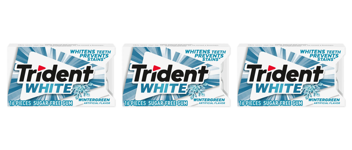 Trident White Wintergreen — 3 single packs clearly separated
