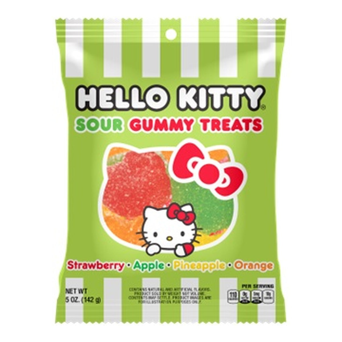 Hello Kitty Sour Gummy Treats 5oz Peg Bag pack — full package