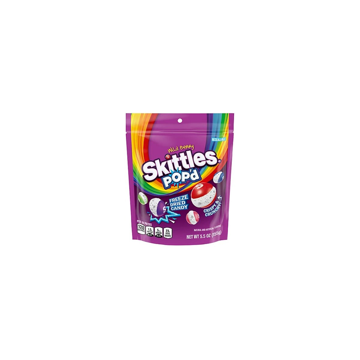 Skittles POP'd Wild Berry Freeze Dried Candy 5.5oz pack — full package