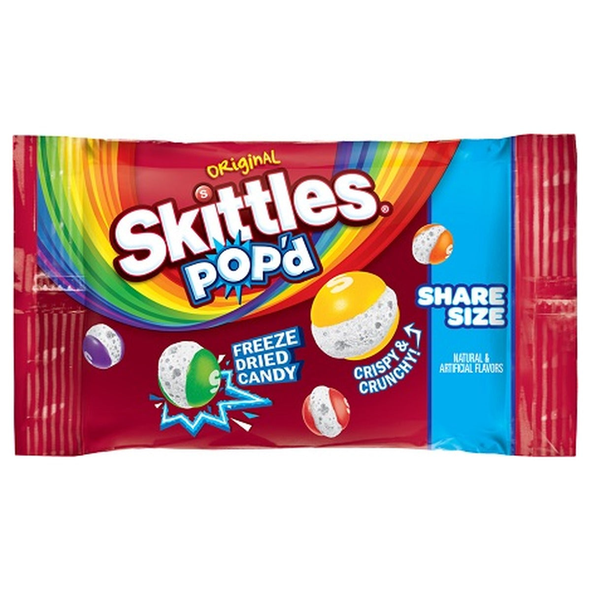 Skittles POP'd Original Freeze Dried Candy 1.78oz Pouches pack