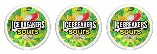 Ice Breakers Sours Sour Fruit Sugar-Free Mints 1.5oz Tins — 3-Pack