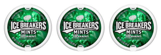 Ice Breakers Spearmint Sugar-Free Mints 1.5oz Tins — 3-Pack