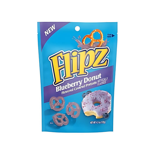Flipz Blueberry Donut Covered Pretzels 4.3oz pack — full package