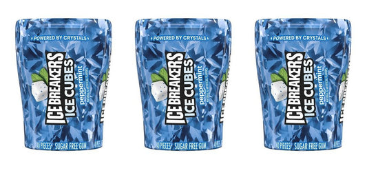 Ice Breakers Ice Cubes Peppermint Sugar-Free Gum 3.24oz Bottles (4-Count Box) — 3-Pack