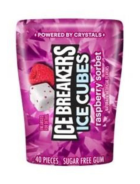 Ice Breakers Ice Cubes Raspberry Sorbet Sugar-Free Gum 3.24oz Bottles — pack