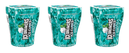 Ice Breakers Ice Cubes Wintergreen Sugar-Free Gum 3.24oz Bottles — 3-Pack