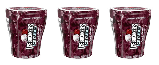 Ice Breakers Ice Cubes Black Cherry Sugar-Free Gum 3.24oz Bottles — 3-Pack