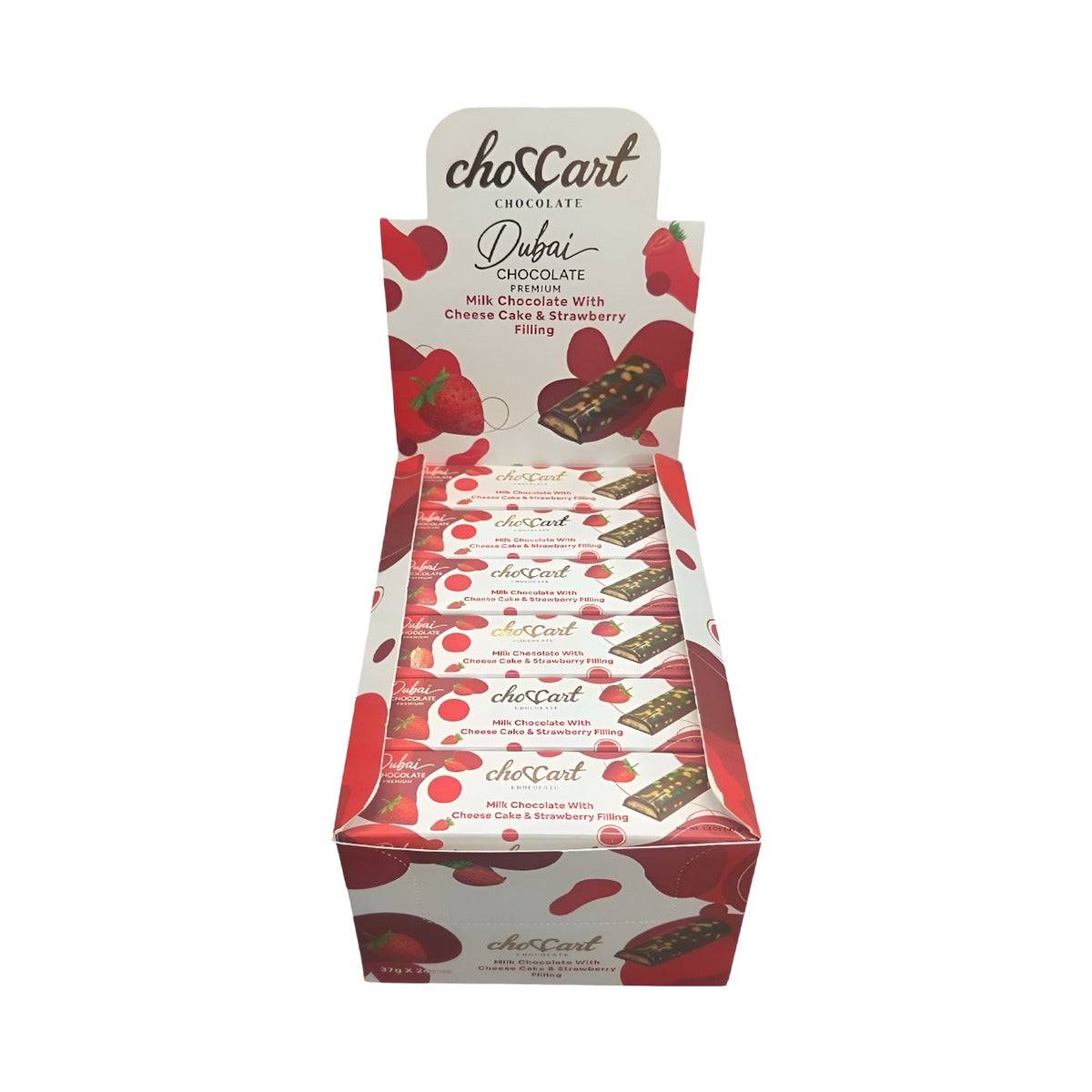 ChoCart Dubai Bar Cheesecake & Strawberry 37g pack — full package