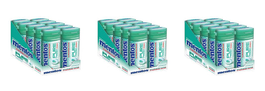 Mentos Pure Fresh Wintergreen Sugar-Free Gum 15pc Bottles (1.06oz) — 3-Pack