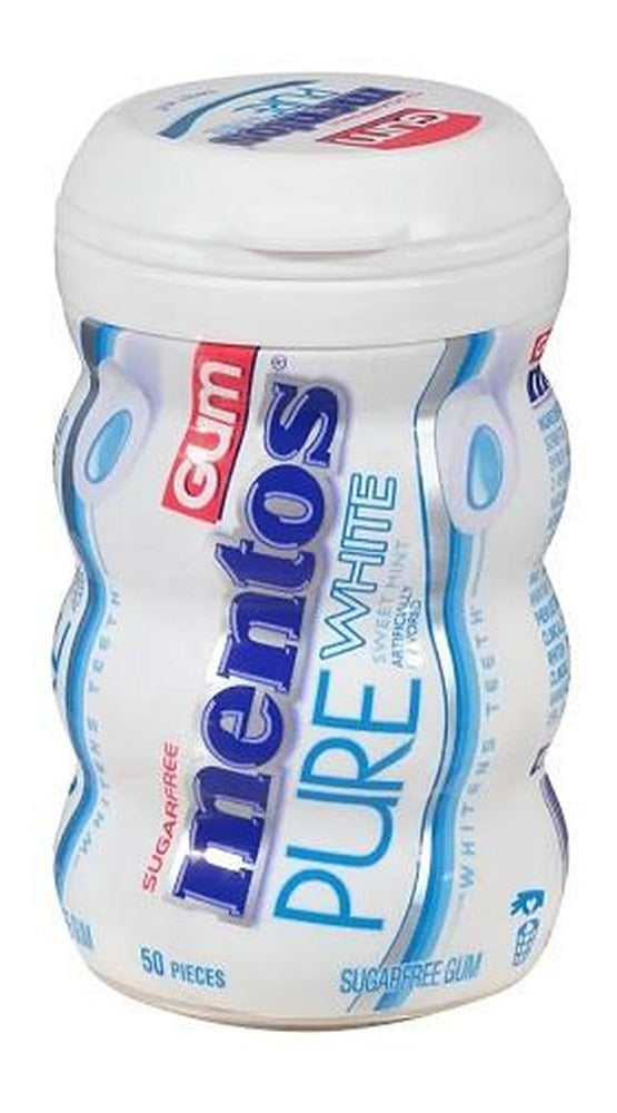 Mentos Pure White Sweet Mint Sugar-Free Gum 3.53oz Bottles (50 Pieces) — pack