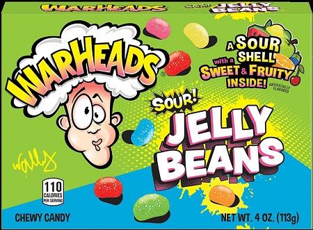 Warheads Sour Jelly Beans 4oz Boxes — Case of 12