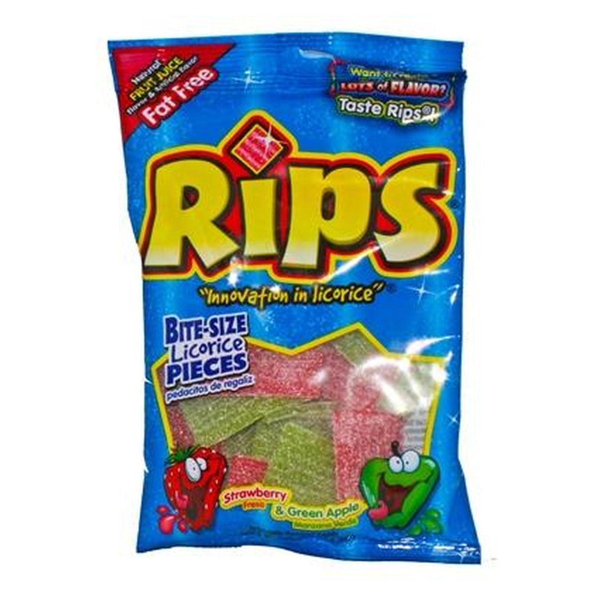 Rips Bites Strawberry Green Apple 4oz Peg Bag pack — full package