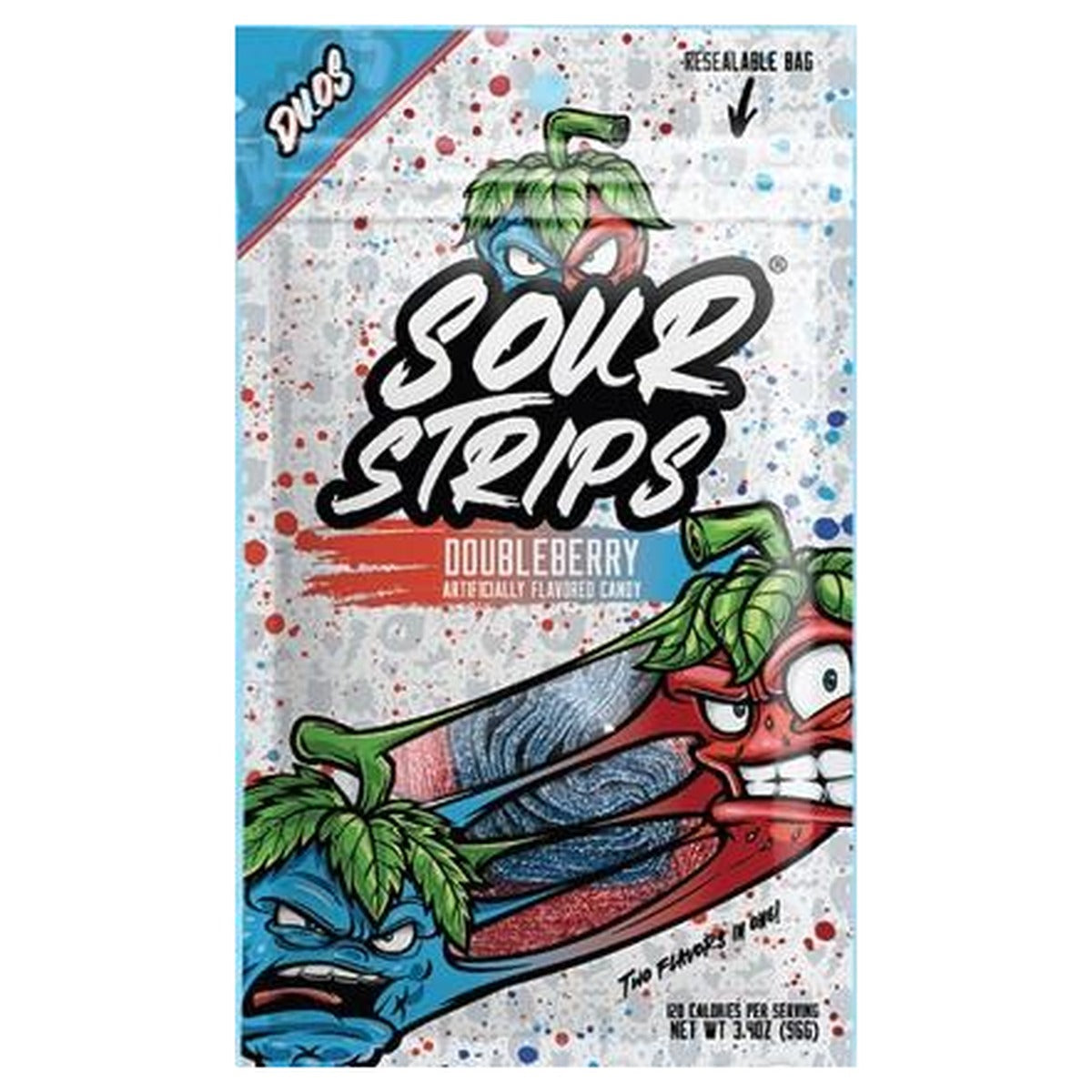 Sour Strips Doubleberry 3.4oz Peg Bag pack — full package
