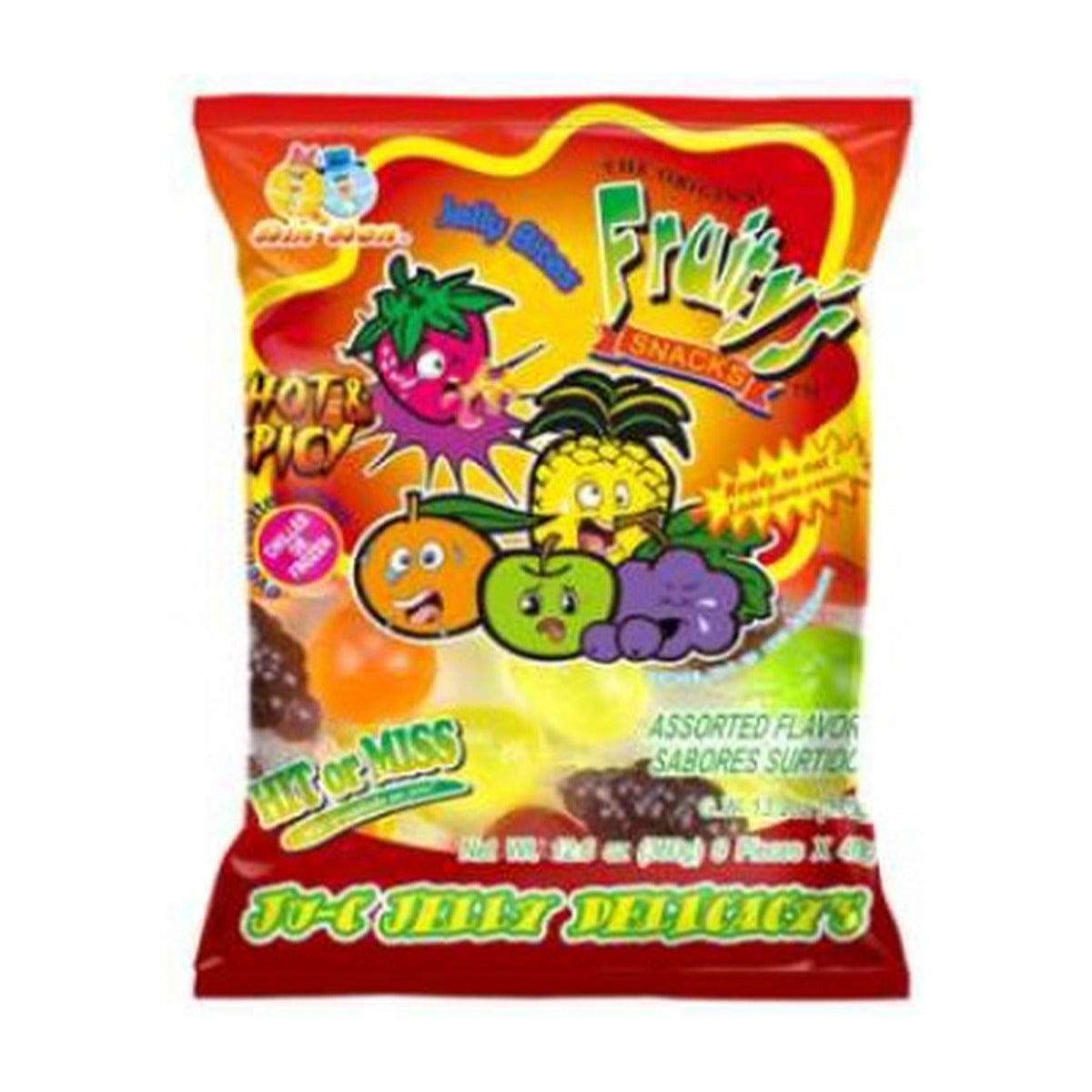 Din Don Fruity's Ju-C Jelly Bites Hot & Spicy 13oz pack — full package