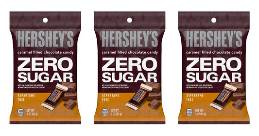 Hershey's Zero Sugar Caramel Filled Chocolate Candy 3oz Bags — 3-Pack