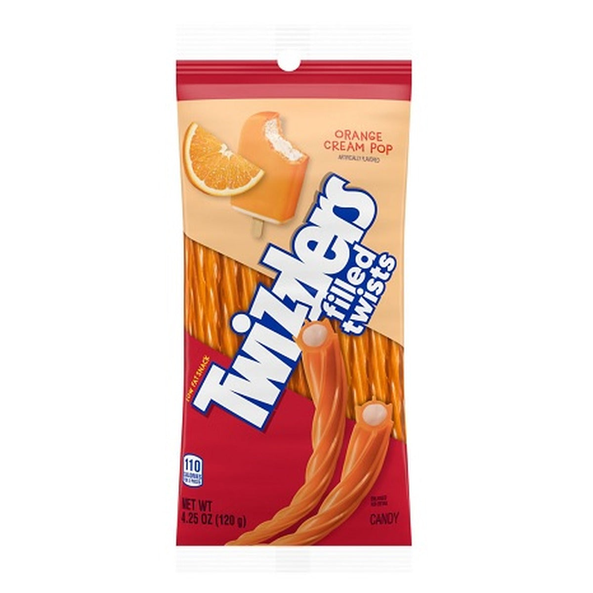Twizzlers Filled Orange Cream Pop Peg Bag 4.25oz pack — full package