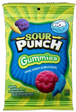 Sour Punch Gummies Assorted 6.75oz Peg Bags — Case of 8 — Capital pack shot