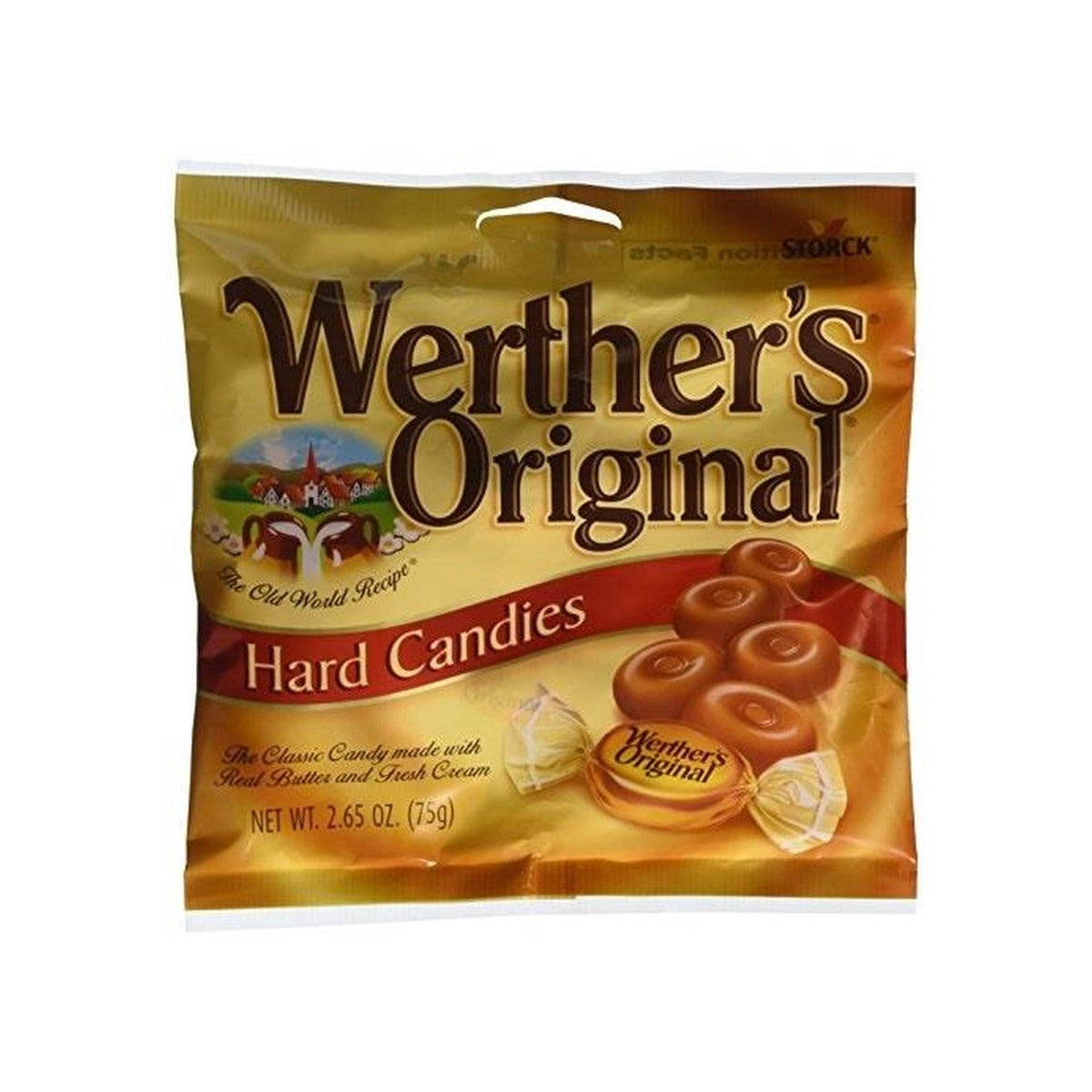 Werther's Original Hard Candies 2.65oz Peg Bag pack — full package