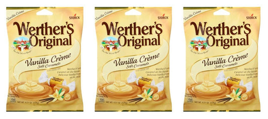 Werther's Original Soft Vanilla Creme 3-pack, three 4.51 oz peg bags