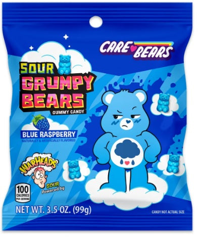 Warheads Sour Grumpy Bears 3.5oz Peg Bags — Case of 12 — Capital pack shot