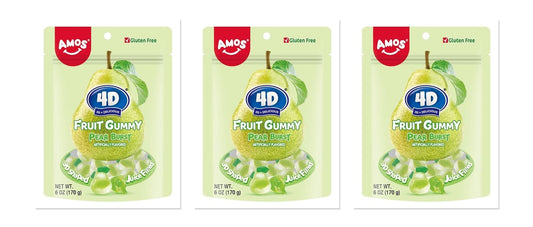 Amos 4D Pear Burst Gummy 6oz Peg Bag 3-Pack