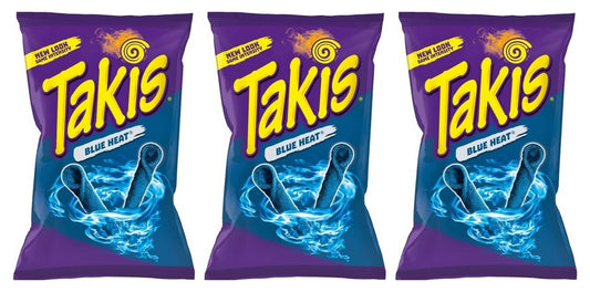 Takis Blue Heat Rolled Tortilla Chips 9.9oz Big Bags — 3-Pack