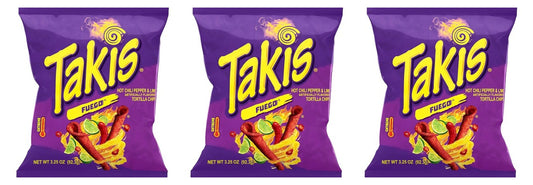 Takis Fuego Rolled Tortilla Chips 3.25oz Bags — 3-Pack