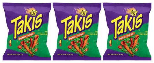 Takis Crunchy Fajitas Rolled Tortilla Chips 3.25oz Bags — 3-Pack