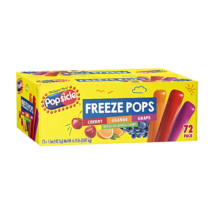 Popsicle Freeze Pops Cherry Orange Grape 1.5oz 72ct